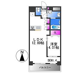 Allier鴻池元町 3階1LDKの間取り