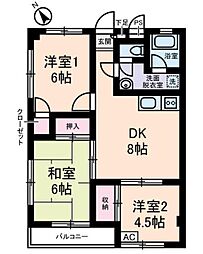 JR中央線 吉祥寺駅 バス11分 南新川下車 徒歩2分の賃貸マンション 3階3DKの間取り