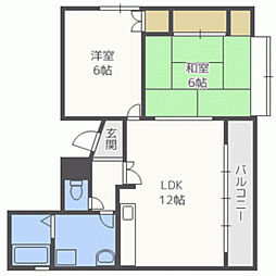 新愛ビル 2LDKの間取図画像