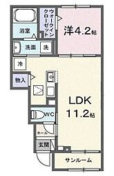 西武新宿線 上石神井駅 徒歩10分の賃貸アパート 1階1LDKの間取り