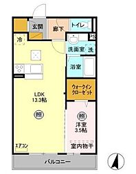 アベリア 1LDKの間取図画像