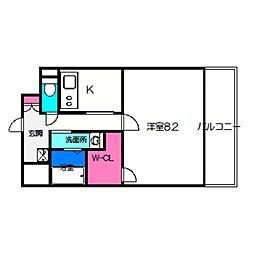カデンツァ我孫子 1Kの間取図画像