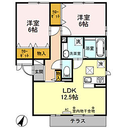 ブライトガーデン新磯野2 2LDKの間取図画像