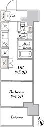 ウエリスアーバン水天宮前 1DKの間取図画像
