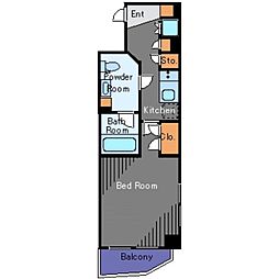 JR京浜東北・根岸線 大井町駅 徒歩9分の賃貸マンション 4階1Kの間取り