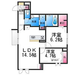 シュトラール鳳 2LDKの間取図画像