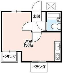スカイハイツK 1Kの間取図画像