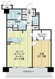 グランド・ガーラ代田橋 14階1LDKの間取り