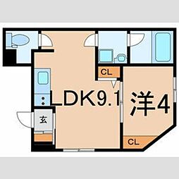 ベルシエル高野 1階1LDKの間取り