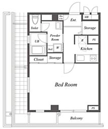 エクセラン池袋 4階1Kの間取り