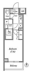 ジェノヴィア本所吾妻橋スカイガーデン 2階1Kの間取り