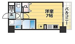 パシフィックレジデンス神戸八幡通 ワンルームの間取図画像