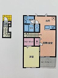 グリーンジャルダンウエスト 1LDKの間取図画像