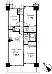 ルモン八王子 3LDKの間取図画像