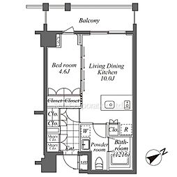 オーパスレジデンス恵比寿 2階1LDKの間取り
