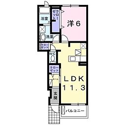 フェリチターレ 1階1LDKの間取り