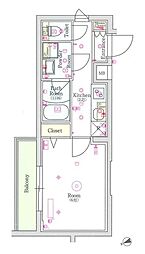 スカイコートグランデ成城 1Kの間取図画像