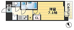 LAV神戸三宮 1Kの間取図画像