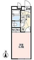 プレミアムバリューコート 1Kの間取図画像