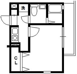 ルクール川崎 3階1Kの間取り