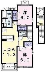 フェアリーガーデンB 2LDKの間取図画像