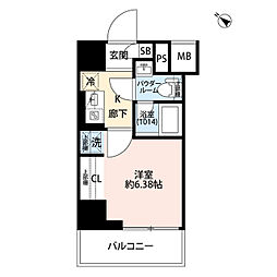 プレール・ドゥーク川口並木 1Kの間取図画像