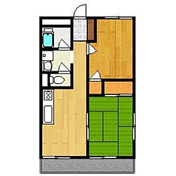 サンユーハイツ 3階2DKの間取り