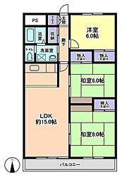 ウェルフェアグリーン越谷 3LDKの間取図画像