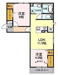 リヴィエール 2LDKの間取図画像