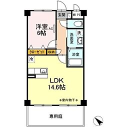 ジ・エレガンス城山 1階1LDKの間取り