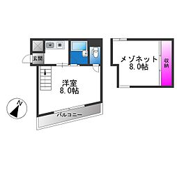 ベルジュネス 2Kの間取図画像