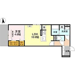 D-ROOM 丹波橋 1階1LDKの間取り