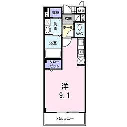 マーベラスＣ 2階ワンルームの間取り