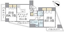 KDXレジデンス日本橋箱崎 2DKの間取図画像