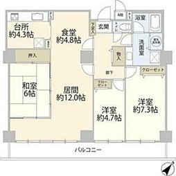 スカイシティ南砂 3LDKの間取図画像