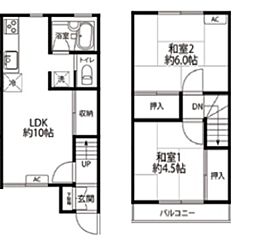 東葉高速鉄道 飯山満駅 徒歩12分の賃貸アパート 1階2LDKの間取り