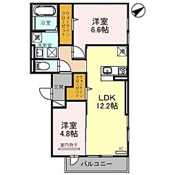 南海線 二色浜駅 徒歩7分の賃貸アパート 1階2LDKの間取り