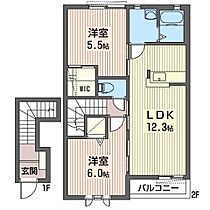 メゾンルーチェ 00201 ｜ 栃木県芳賀郡芳賀町祖母井南３丁目10-1（賃貸アパート2LDK・2階・60.43㎡） その2