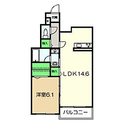 アーサー住之江 1LDKの間取図画像