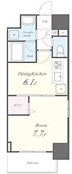 グランディール湘南 1DKの間取図画像