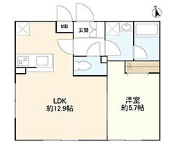 ウェルスクエアイズム三軒茶屋SOUTH 2階1LDKの間取り