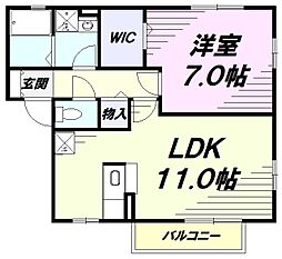 ブリック東松原 1LDKの間取図画像