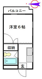 アーバンハイツ篠宮 2階1Kの間取り