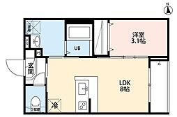 足立区六町3丁目アパート 1LDKの間取図画像