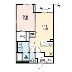 JR横浜線 片倉駅 徒歩9分の賃貸アパート 2階1LDKの間取り