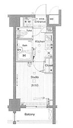 ガーラ・シティ門前仲町 1Kの間取図画像