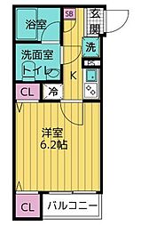 ルミナス川越 1Kの間取図画像