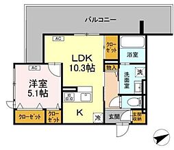 D-residence稲城 4階1LDKの間取り