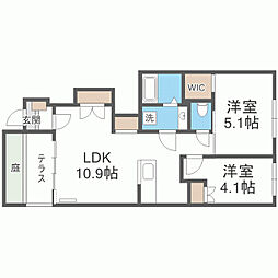 シエル ラフィネ 2LDKの間取図画像
