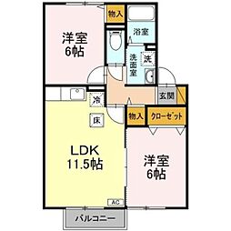 カームヒルズA 2LDKの間取図画像